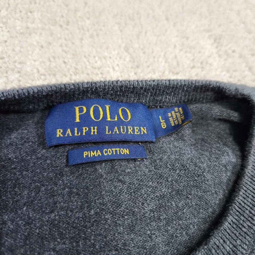 Polo Ralph Lauren‎ Sweater Men Large Pima Cotton Gray Lightweight Knit Preppy